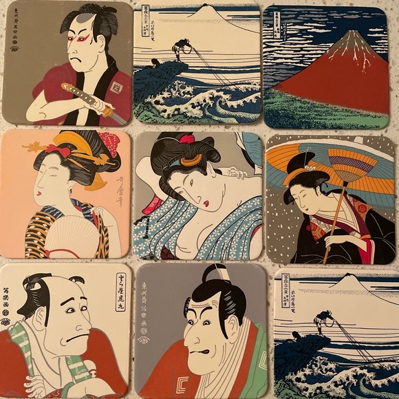 VINTAGE Ukiyoe Japanese fine art coasters from 70’s - Picture 7 of 9